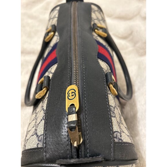 GUCCI GG Supreme Monogram Textured Dollar Calfskin Web Ophidia Boston Bag - Picture 2 of 16